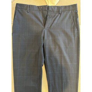 Bonobos Dress Pant Men's 32x30 Navy Plaid Slim Fit Belt Loops Side Pockets